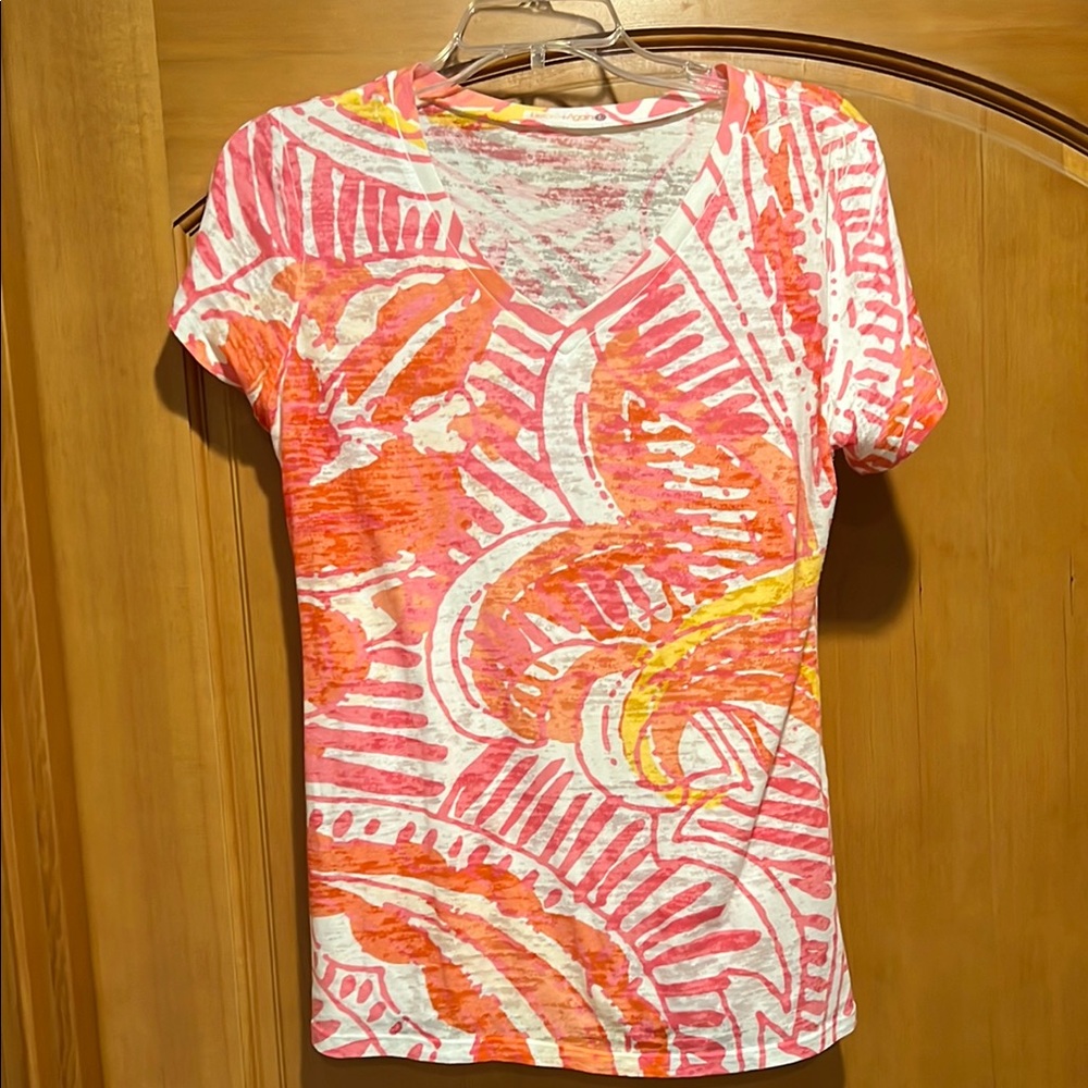 Orange Fitted Graphic Short Sleeve Tee